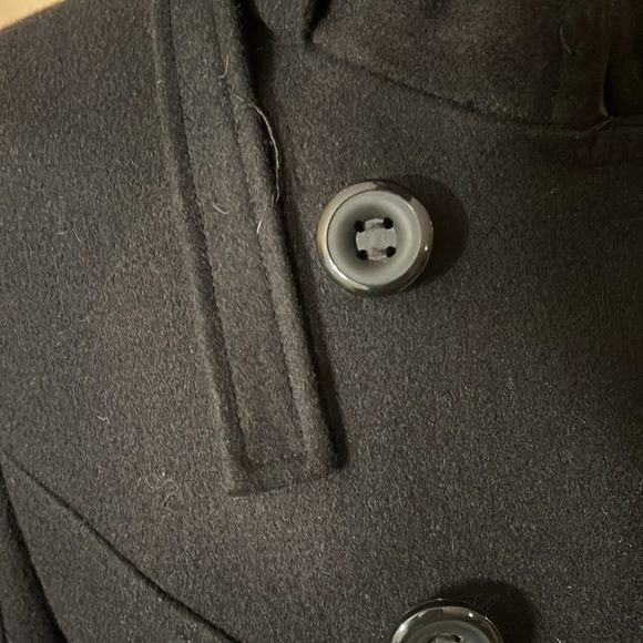 Guess Black Wool Blend Double Breasted Coat Sz M - Picture 4 of 8
